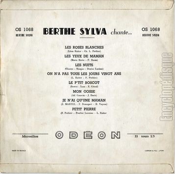 [Pochette de Berthe Sylva chante… (Berthe SYLVA) - verso]