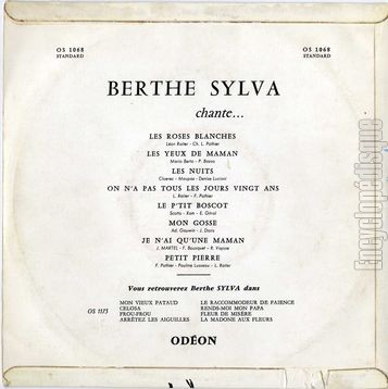 [Pochette de Les roses blanches, Les nuits, Petit Pierre (Berthe SYLVA) - verso]