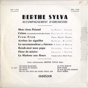 [Pochette de Mon vieux pataud, Gelosa, Frou-frou… (Berthe SYLVA) - verso]