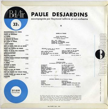 [Pochette de Mademoiselle de Paris (Paule DESJARDINS) - verso]