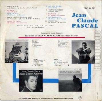 [Pochette de Satan m’a dit (Jean-Claude PASCAL) - verso]