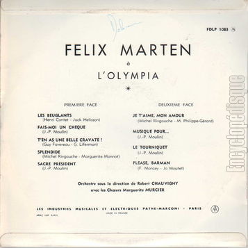 [Pochette de Flix Marten  l’Olympia (Flix MARTEN) - verso]