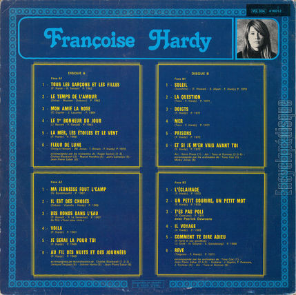 [Pochette de Le double disque d’or (Franoise HARDY) - verso]