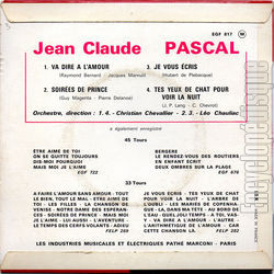 [Pochette de Je vous cris (Jean-Claude PASCAL) - verso]