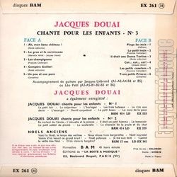 [Pochette de Chante pour les enfants - N 3 (Jacques DOUAI) - verso]