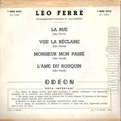 [Pochette de La rue (Lo FERR) - verso]