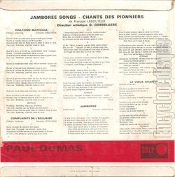 [Pochette de Jamboree songs - chants des pionniers (DOCUMENT) - verso]