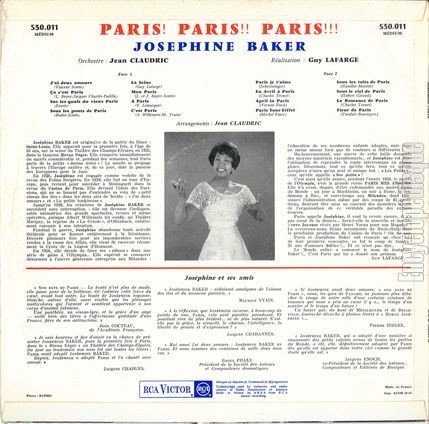 [Pochette de Paris ! Paris !! Paris !!! (Josphine BAKER) - verso]