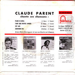 [Pochette de Claude Parent chante ses chansons (Claude PARENT) - verso]