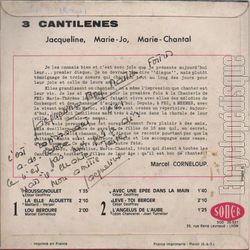 [Pochette de Roussignoulet (3 CANTILNES) - verso]