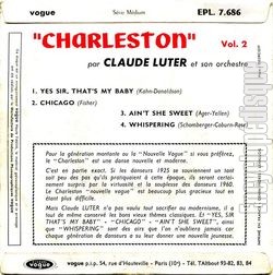 [Pochette de Charleston volume 2 (Claude LUTER) - verso]