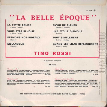 [Pochette de Tino Rossi chante la Belle poque (Tino ROSSI) - verso]