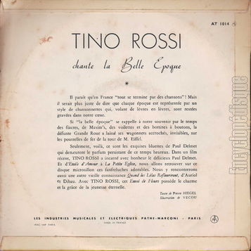 [Pochette de Tino Rossi chante la Belle poque (Tino ROSSI) - verso]