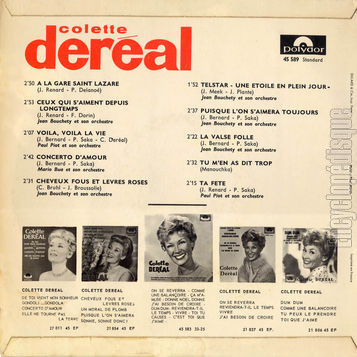 [Pochette de  la gare Saint-Lazare, Telstar, Ta fte… (Colette DERAL) - verso]