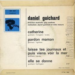 [Pochette de N 1 (Daniel GUICHARD) - verso]