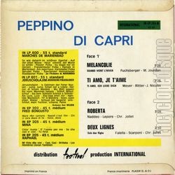 [Pochette de Peppino DI CAPRI "Mlancolie" (Les FRANCOPHILES) - verso]