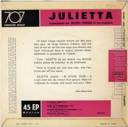 [Pochette de Si j’tais sre (JULIETTA) - verso]