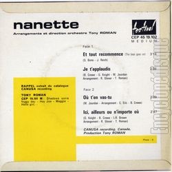 [Pochette de Et tout recommence (NANETTE) - verso]