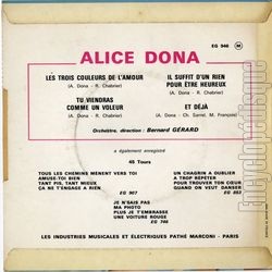 [Pochette de Les trois couleurs de l’amour (Alice DONA) - verso]