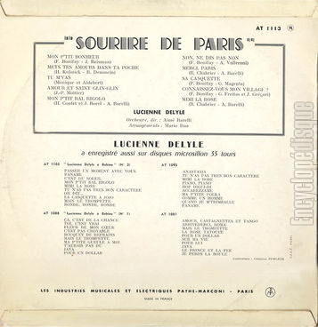 [Pochette de Sourire de Paris (Lucienne DELYLE) - verso]