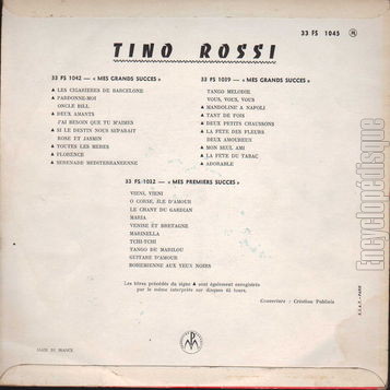 [Pochette de Mlodies clbres (Tino ROSSI) - verso]