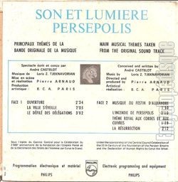 [Pochette de Persepolis, son et lumire (THTRE / SPECTACLE) - verso]