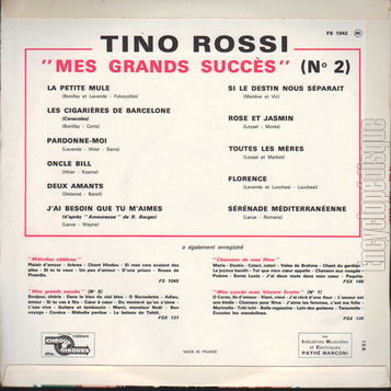 [Pochette de Mes grands succs vol. 4 (Tino ROSSI) - verso]