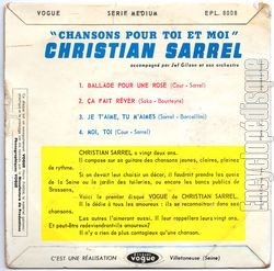 [Pochette de Chansons pour toi et moi (Christian SARREL) - verso]