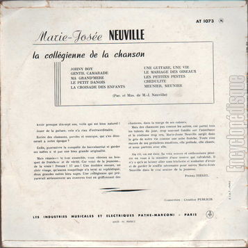 [Pochette de La collgienne de la chanson (Marie-Jose NEUVILLE) - verso]