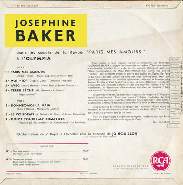 [Pochette de Paris mes amours (Josphine BAKER) - verso]