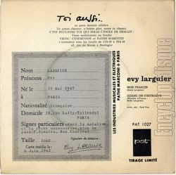 [Pochette de Mon frangin (Evy LARGUIER) - verso]