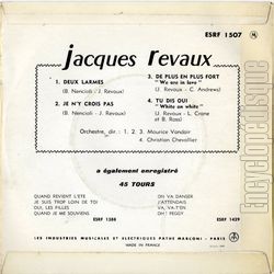 [Pochette de Tu dis oui (Jacques REVAUX) - verso]