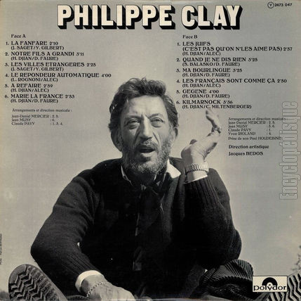 [Pochette de La fanfare, Les juifs, Ggne… (Philippe CLAY) - verso]