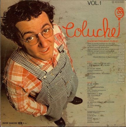 [Pochette de Enregistrement public vol. 1 (COLUCHE) - verso]