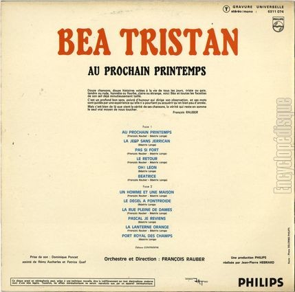 [Pochette de Au prochain printemps (Ba TRISTAN) - verso]