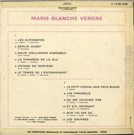 [Pochette de Marie-Blanche Vergne (Marie-Blanche VERGNE) - verso]