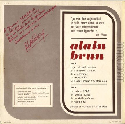 [Pochette de Alain Brun (Alain BRUN (2)) - verso]