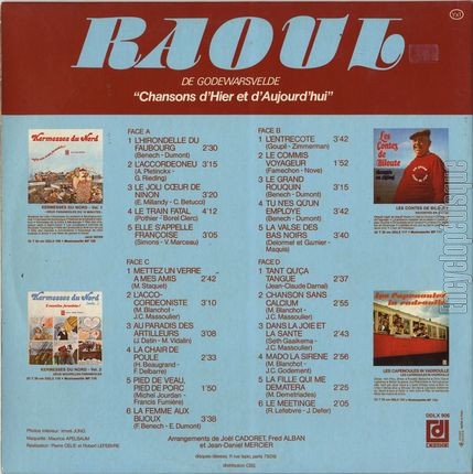 [Pochette de Chansons d’hier et d’aujourd’hui (Raoul DE GODEWARSVELDE) - verso]