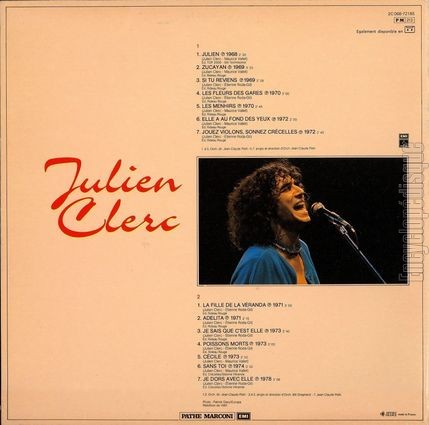 [Pochette de Compilation 1968 - 1978 (Julien CLERC) - verso]