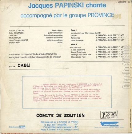 [Pochette de Papinski chante ! (Jacques PAPINSKI) - verso]