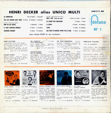 [Pochette de Unico Multi et ses quatre voix (Henri DECKER) - verso]