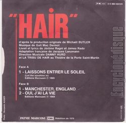 [Pochette de Hair (Julien CLERC) - verso]