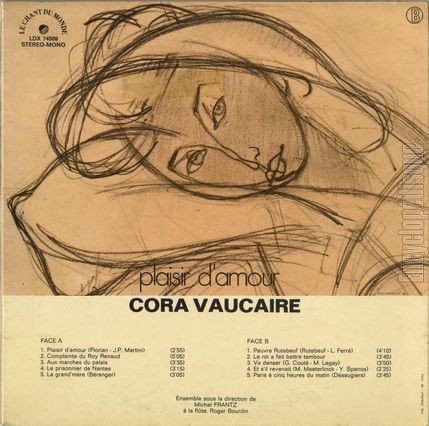 [Pochette de Plaisir d’amour… (Cora VAUCAIRE) - verso]