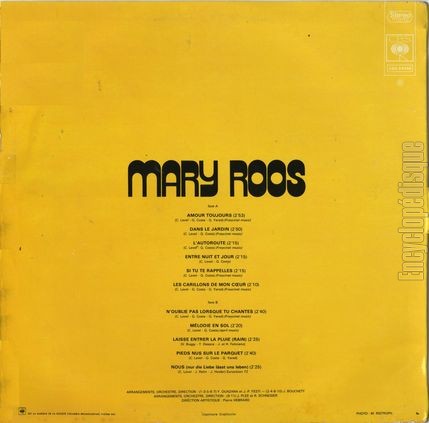 [Pochette de L’autoroute (Mary ROOS) - verso]