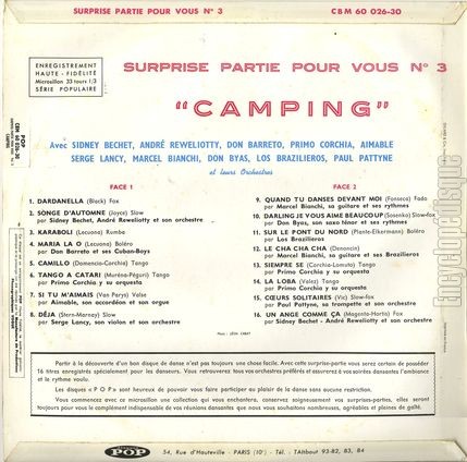 [Pochette de Surprise partie pour vous vol. 3 "Camping" (SURPRISE PARTIE POUR VOUS) - verso]