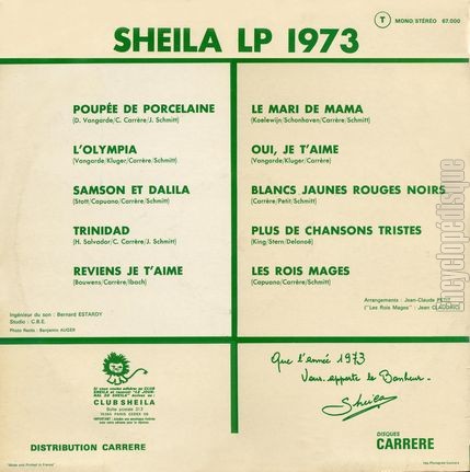 [Pochette de Poupe de porcelaine (SHEILA) - verso]