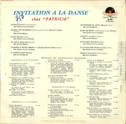 [Pochette de Invitation  la danse chez Patricia (COMPILATION) - verso]