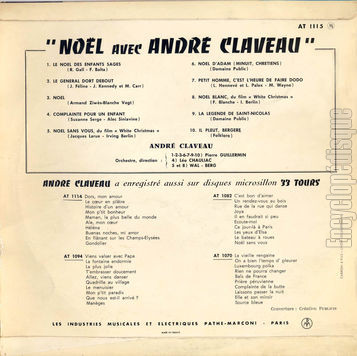 [Pochette de Nol avec Andr Claveau (Andr CLAVEAU) - verso]