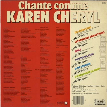 [Pochette de Chante comme Karen Cheryl (Karen CHERYL) - verso]