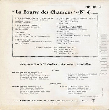 [Pochette de La bourse des chansons n 4 (La BOURSE DES CHANSONS) - verso]